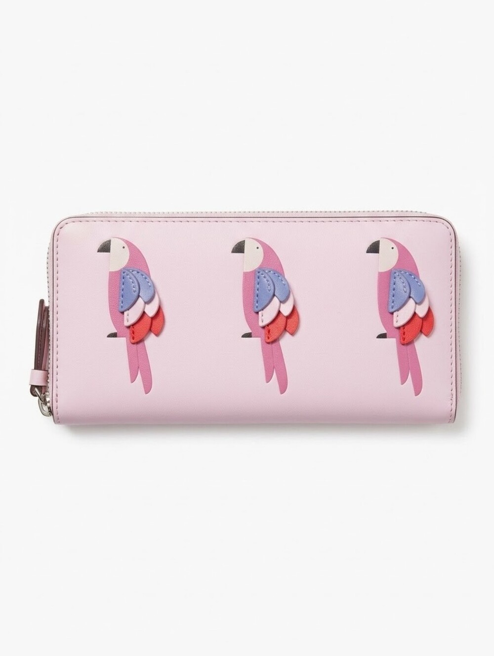 kate spade Flock Party Large Continental Wallet In Pink Leather With Parrots